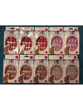 CFF Press On Nails Assorted Styles 10 Packs, 12 Pieces Each Pack